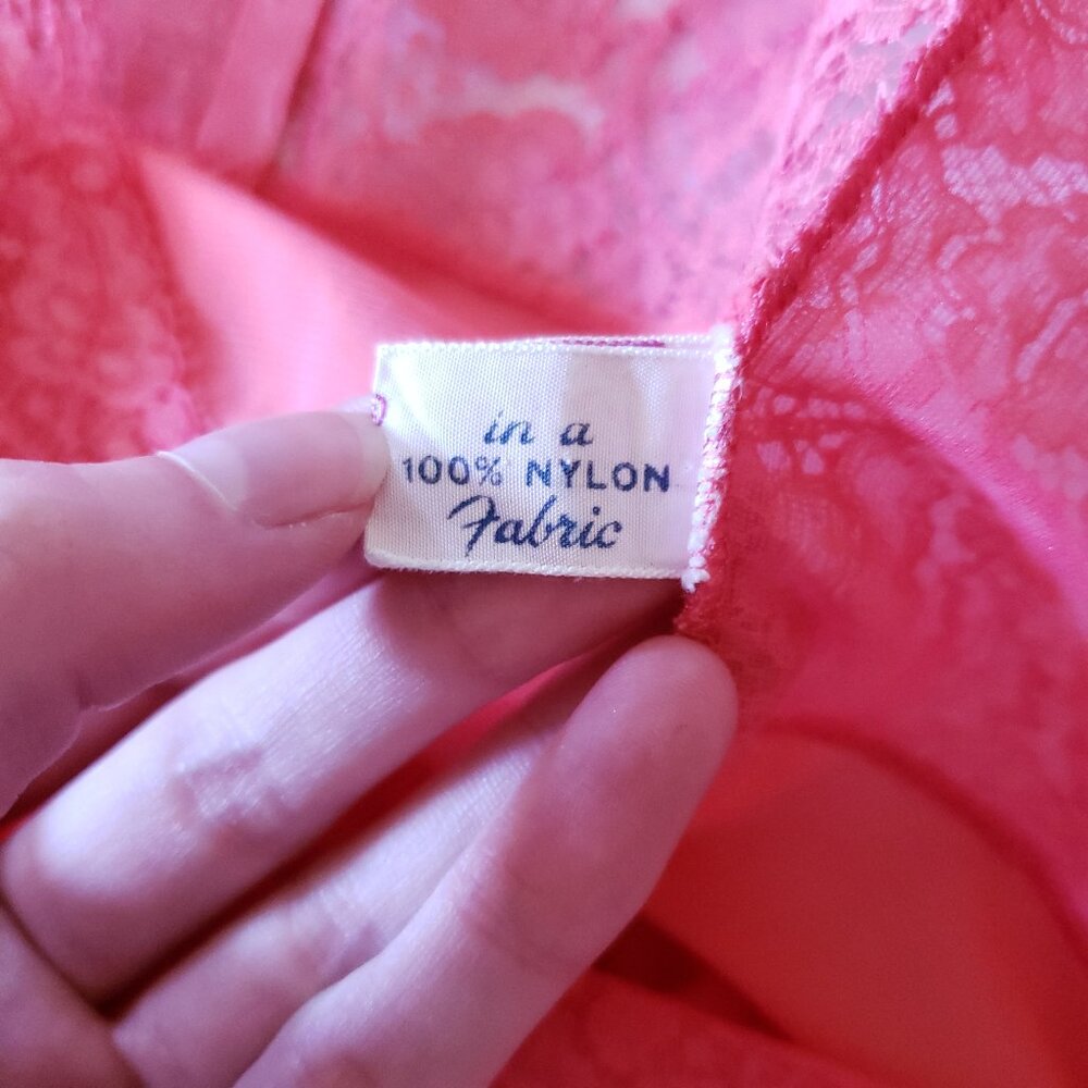 Vintage Coral Lingerie Nightdress Slip Small - Picture 10 of 14